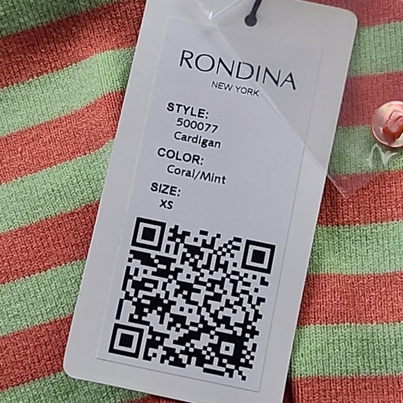 NEW Rondina V-Neck Cardigan Sweater Long Sleeves Coral/Mint Size XS Retail $265 - Picture 6 of 7